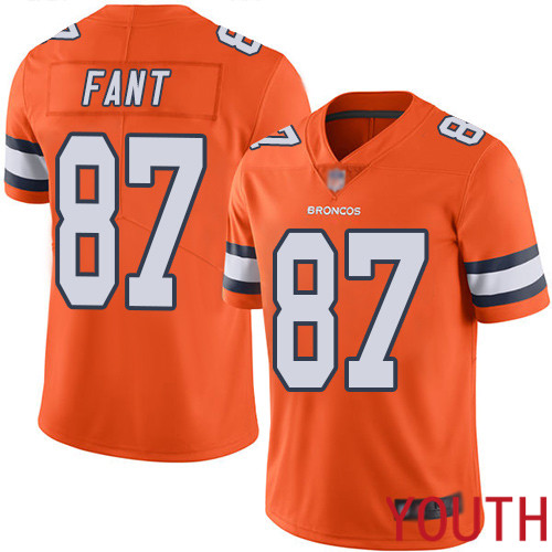 Youth Denver Broncos #87 Noah Fant Limited Orange Rush Vapor Untouchable Football NFL Jersey